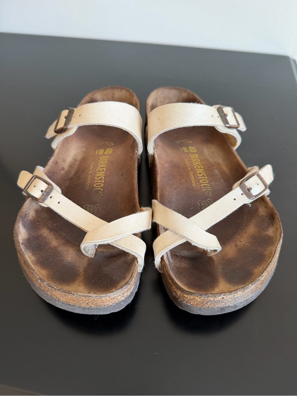 Birkenstock Women’s Beige Leather Cross-Strap Sandals
